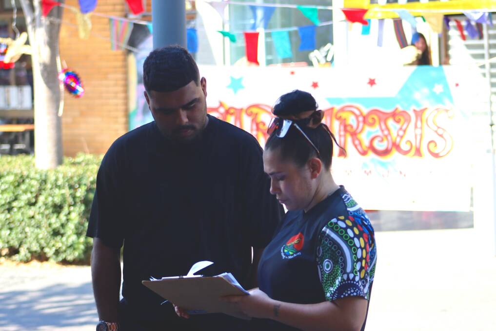 Learning the Macleays Community Connectors engaging the community at the recent
Macleay Youth Laneway Festival on Saturday, April 13. Picture supplied / Paul Koch.