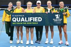Australian qualified for the finals of the Billie Jean King Cup by beating Mexico in Brisbane. (Darren England/AAP PHOTOS)