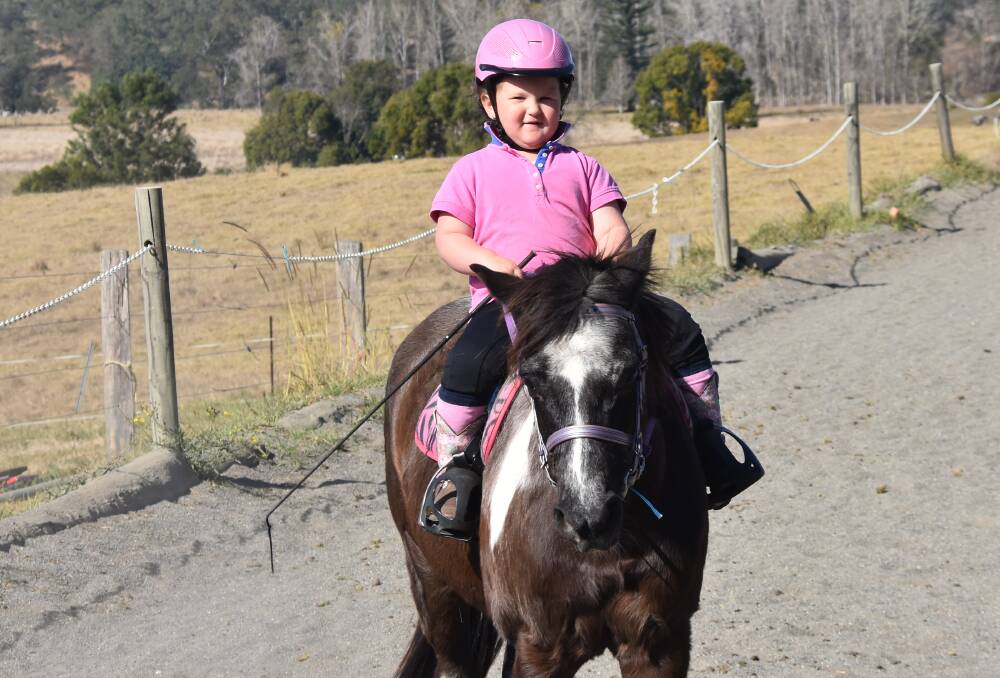 Four-year-old local Stella Noble trains at the Lisa Crotty Riding Academy. Pictures by Mardi Borg