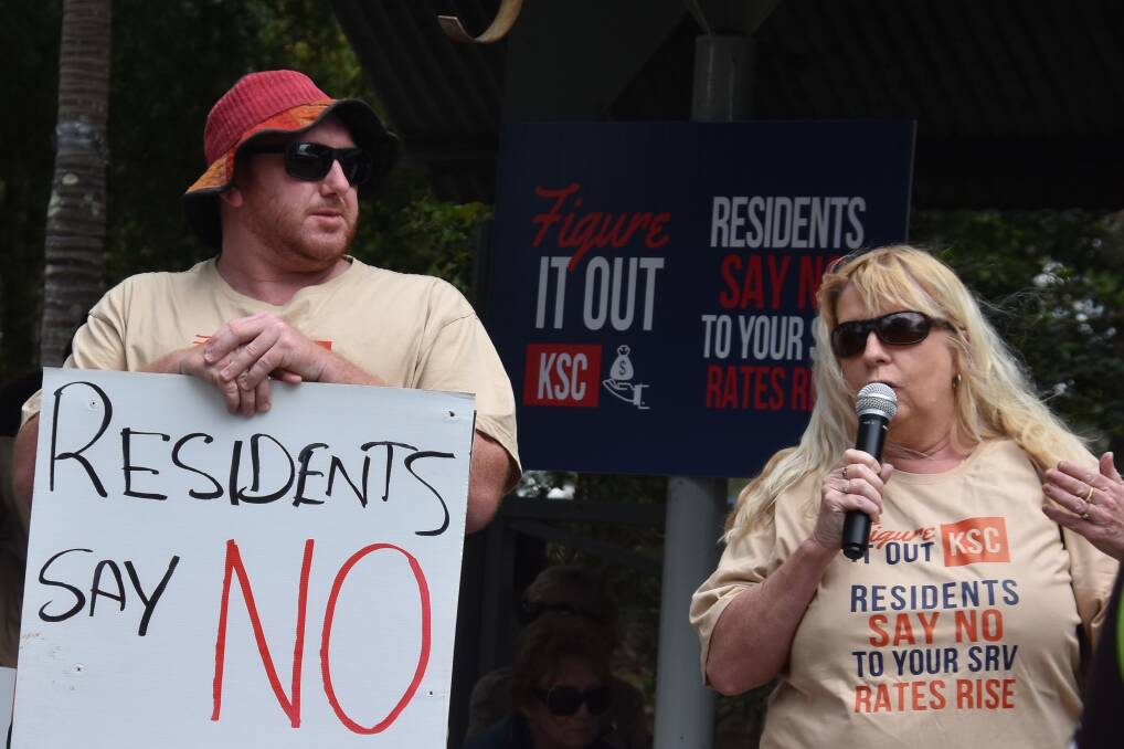 Kempsey resident and organiser of the rally, Kyle Arnott with Stuarts Point resident Liz Jerome. Picture by Mardi Borg
