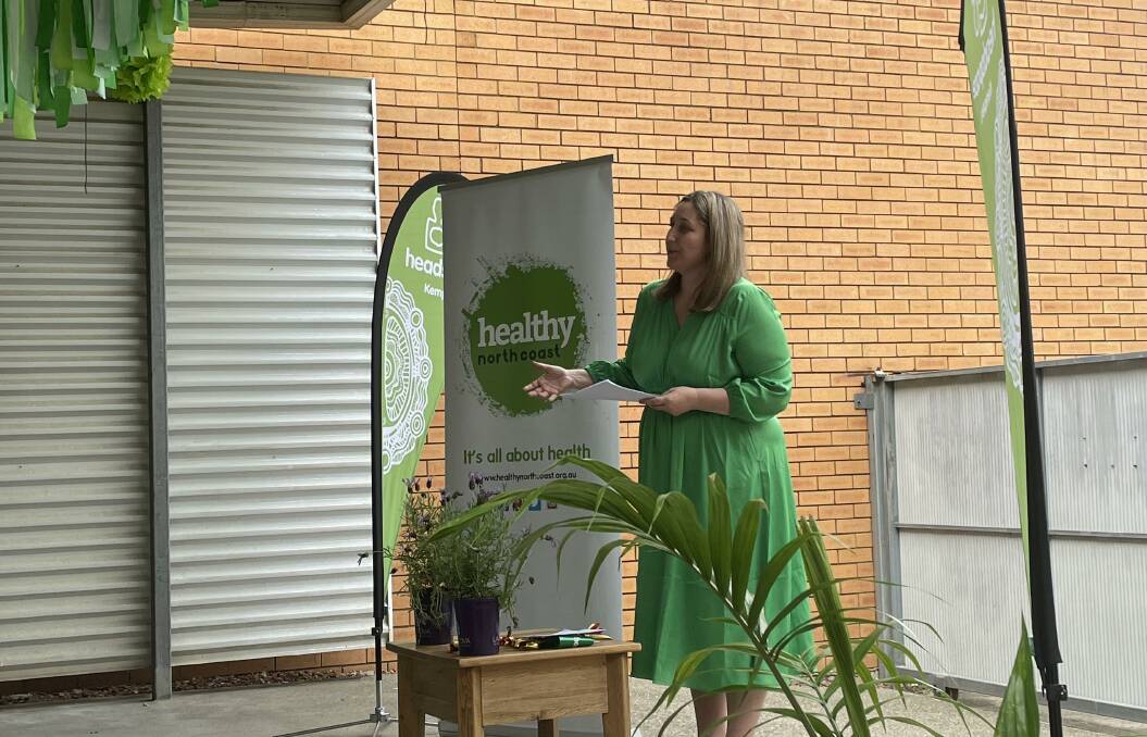Assistant Minister for Mental Health and Suicide Prevention, Emma McBride MP speaks at the opening ceremony of headspace Kempsey. Picture by Mardi Borg