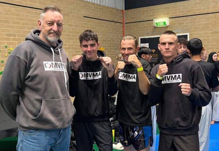  Macleay Valley Martial Arts kickboxing competition team in Canberra for the recent WAKO Oceanic titles: Coach Glenn Stewart, newest member Michael Buckley, Joshua Crowther and Dale Hardy. Pictured supplied
