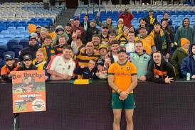 The Macleay Valley community turned out in full force to support Darby Lancaster as he made his debut with the Wallabies. Picture supplied, Kempsey Cannonballs