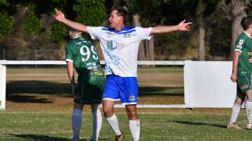 Chad Applegate will play for the Macleay Valley Rangers again in 2024. He fired the Rangers into the 2023 Zone Premier League grand final after scoring a hat-trick to defeat Kempsey Saints in the semi-final. Picture by Penny Tamblyn
