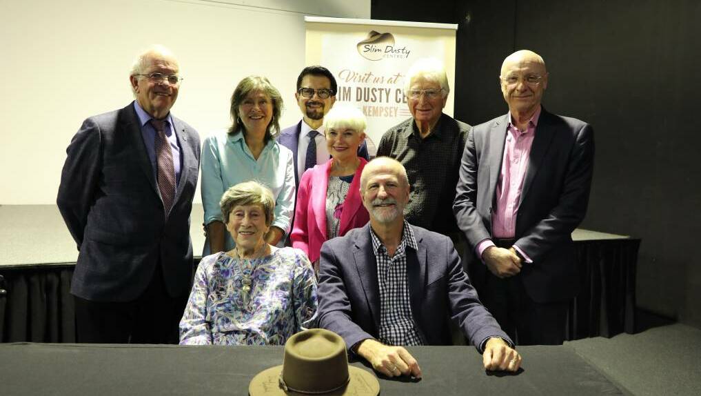 Kempsey Shire Council Mayor Leo Hauville, representatives of council and the Slim Dusty Foundation, Joy McKean (wife of the late Slim Dusty) and their children David and Anne. Picture by Annabelle Sneddon