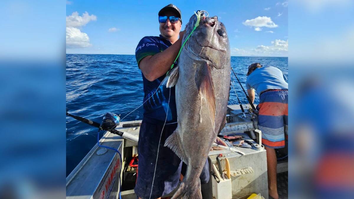 This week's photo is of Jason Didio with the massive Blue-Eye Trevalla he caught deep drop fishing around South West Rocks
