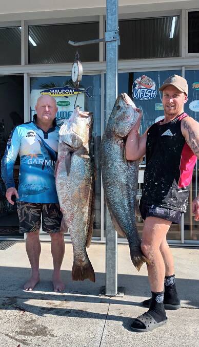 This week's photo, thanks to Ned Kelly's Bait 'n Tackle, is of anglers Damien Rafter (left) and Jason Troy (right) with two great sized mulloway caught in Port Macquarie. They weighed a whooping 28 and 24 kilos.