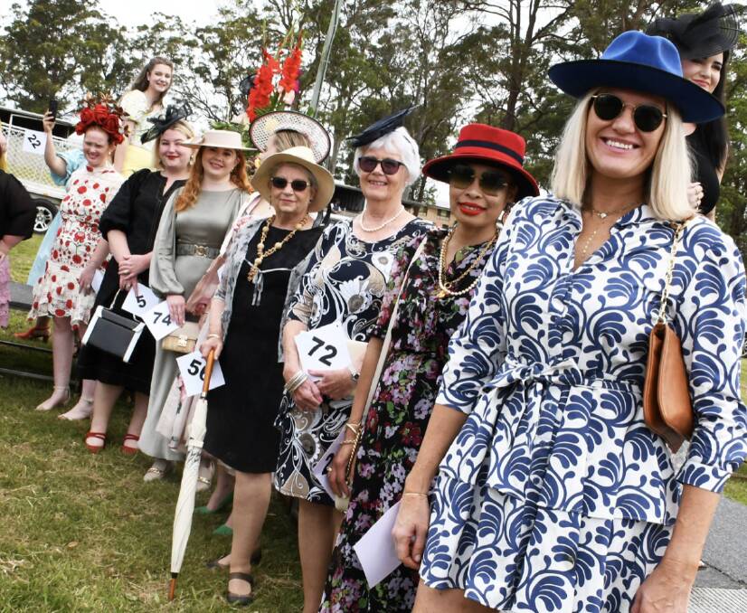 Some of the contenders in this year's Kempsey Cup Fashions on the Field. Picture by Scott Calvin