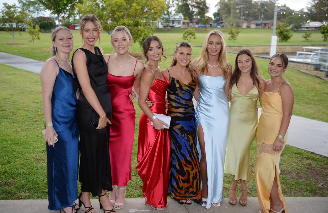 Sarah Costa, Niamh Ryan, Jai Pierce, Aamber Rowe, India Stephens, Nakirra Brien and Persia Raines were dressed ready to party. Picture supplied/St Paul's College