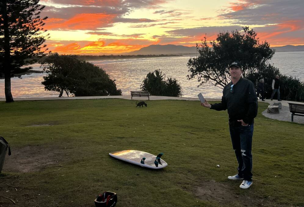 Chris 'Davo' Davidson on Horseshoe Bay headland at sunset, where a makeshift memorial currently stands. Picture supplied