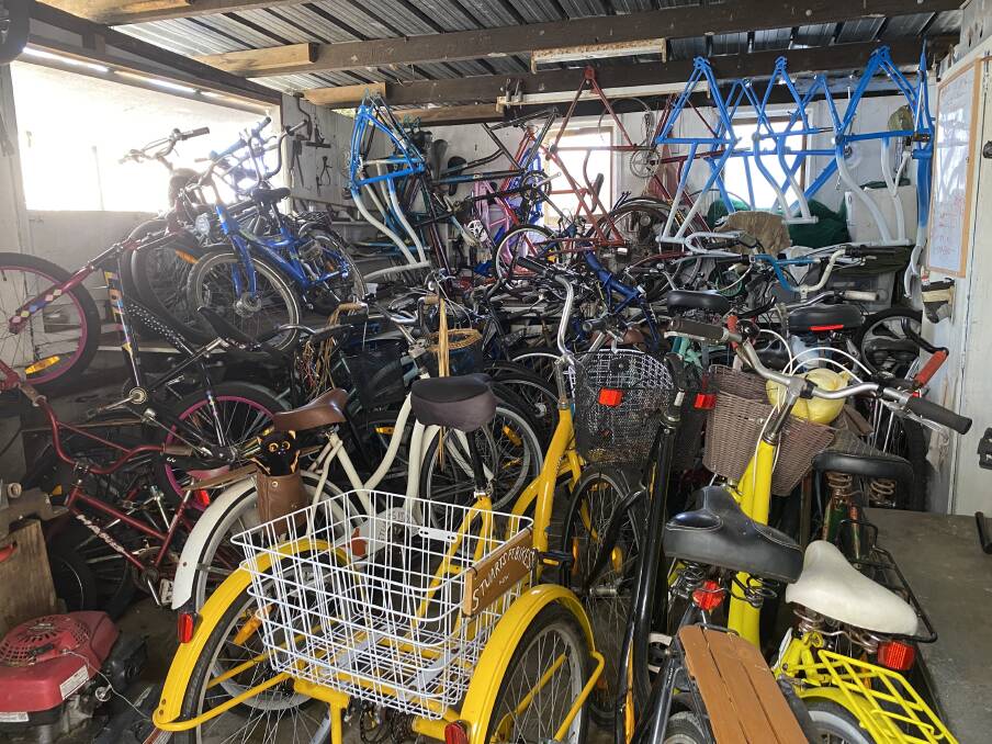 A garage full of bikes at Mr Robinson's place in Stuarts Point. Picture by Ellie Chamberlain