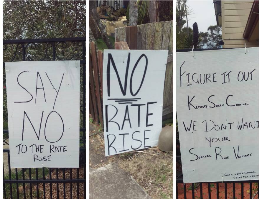 Signs opposing a rate rise seen on fences throughout Kempsey Shire. Pictures by Trudy Lonie