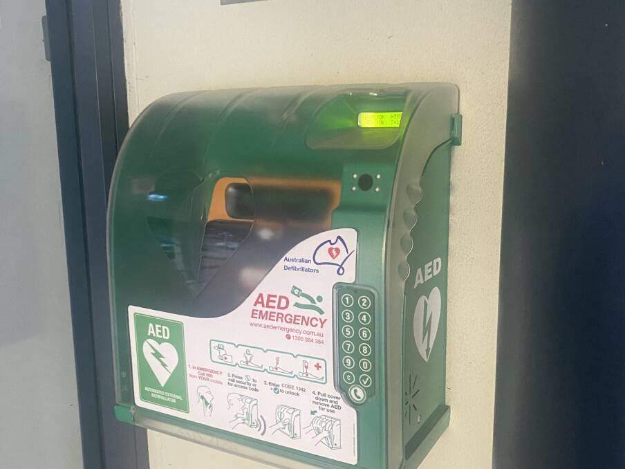 The defib is housed outside the front entrance of South West Rocks Surf Club for 24/7 access. Picture supplied Brienna Elford 