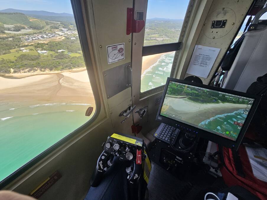A volunteer Lifesaver will now be on board a NSW RFS helicopter on the weekends for safety aerial surveillance of our coast. Picture NSW RFS