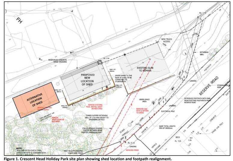 CHRARAs proposal is shown as alternative location of shed in the site layout. Supplied Kempsey Shire Council Business Papers (September 19)