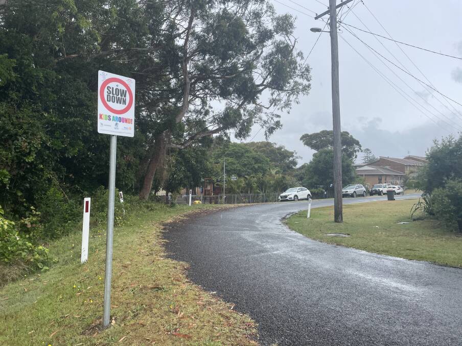 The holiday campaign will launch Friday, December 2 2022 on the corner of Trial and Gothic Street close to South West Rocks preschool at the sign erected by a road without curb and guttering. Picture by Ellie Chamberlain
