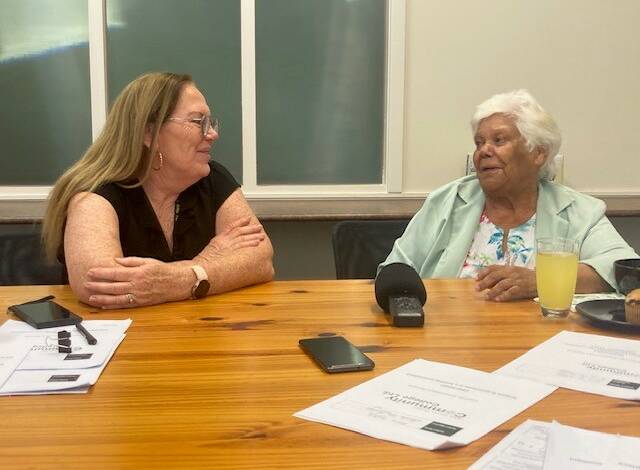  (L-R) Amie Jacky and Aunty Dotti record stories for future generations. Picture supplied by Amie Jacky