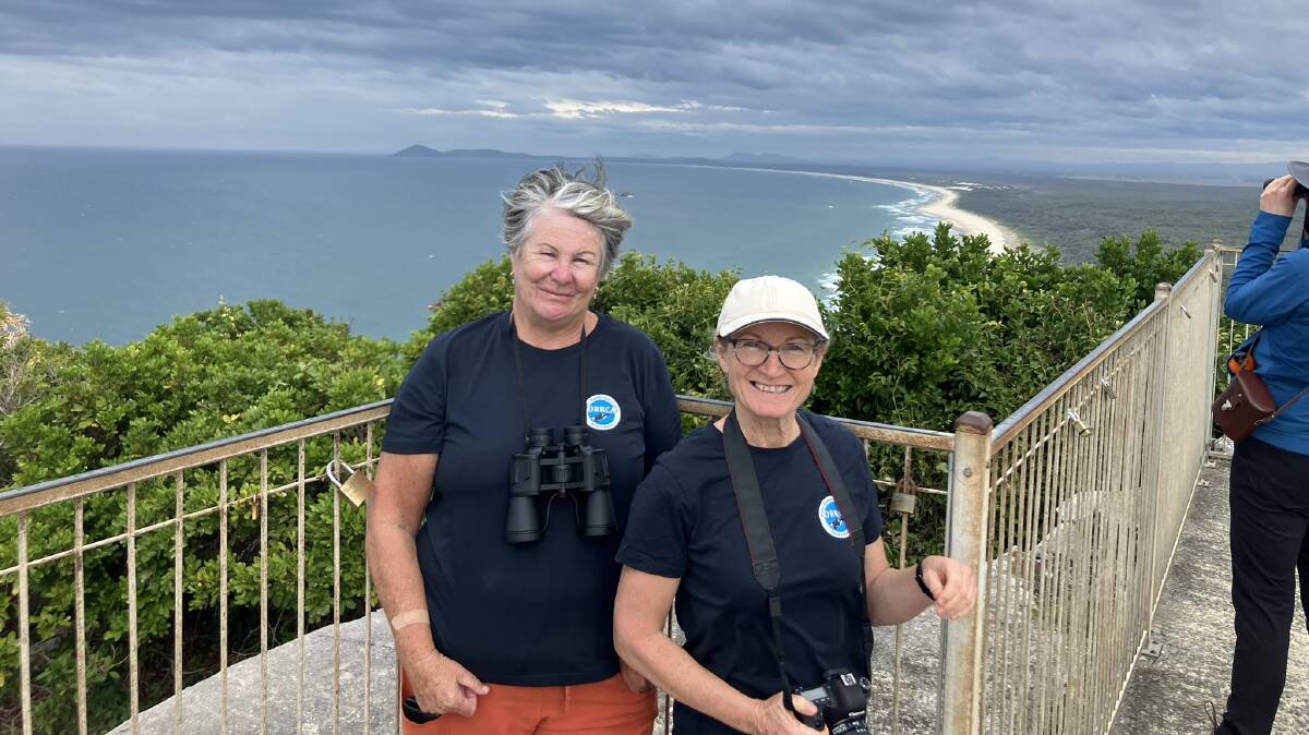 Volunteers Alison Dodds and Leonie Nunnari were at the Smoky Cape Lighthouse for the ORRCA Whale Census Day. Picture supplied by Alison Dodds
