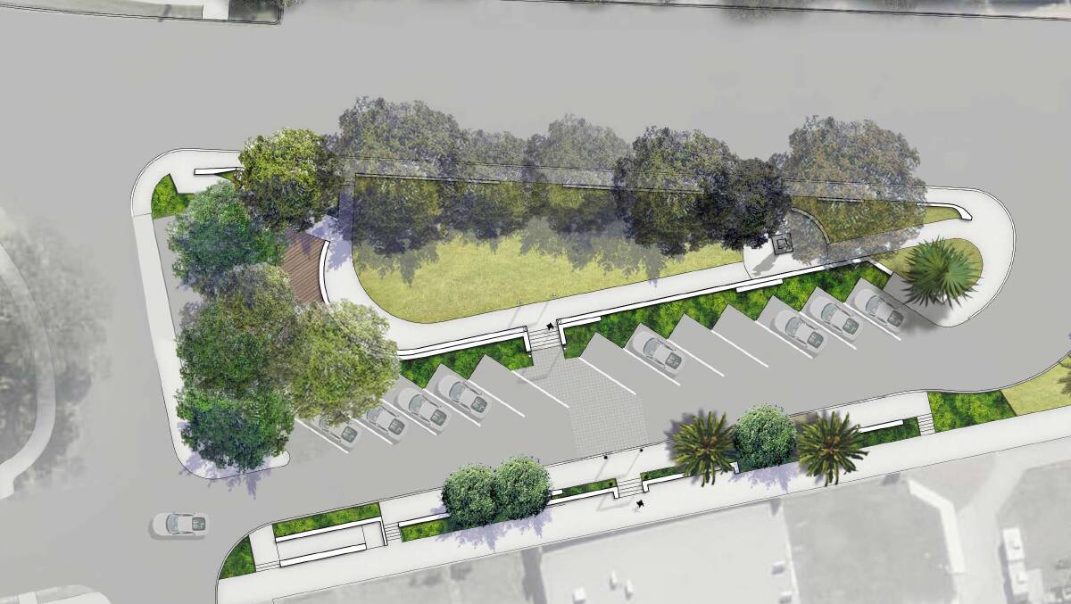The new planned upgrades for Lloyd Park include angled car parks on Main Street, a ramp and relocation of the cenotaph with mature trees to be preserved onsite. Picture supplied by Kempsey Shire Council