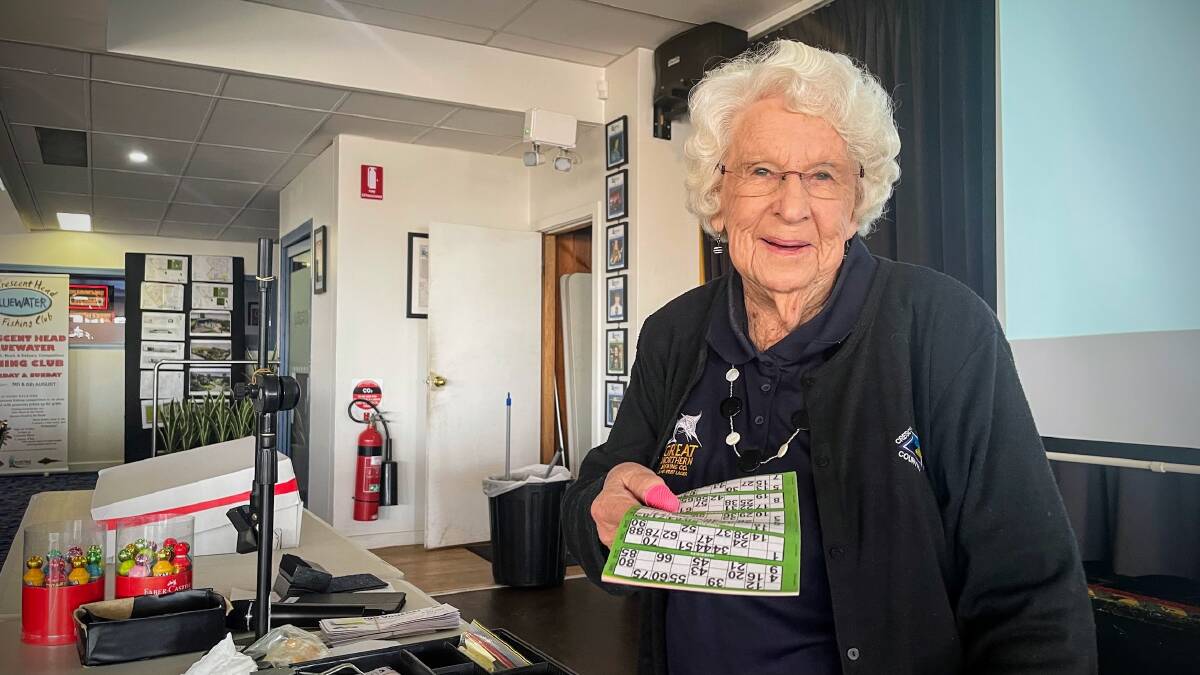 At 92-years-old Gloria Staden is the oldest staff member at the Crescent Head Country Club but the bingo master has no plans of stopping. Picture by Emily Walker