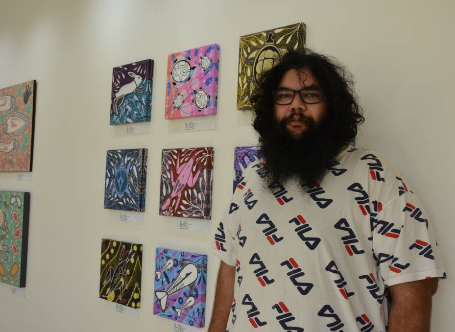 Kakare Hohora is the youngest artist at the opening exhibit at the Coolamon Arts Hub. Picture by Emily Walker