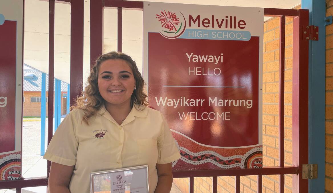 Melville High School captain Taylah Iverach received the 2023 NSW Zonta Achievement Award for a Young Indigenous Woman. Picture by Emily Walker