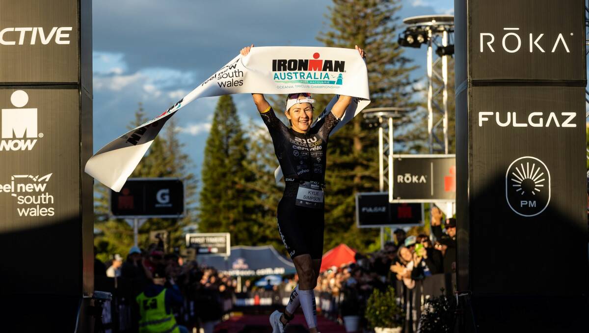 Brisbane-based athlete Kylie Simpson has taken out the 2023 Ironman Australia Port Macquarie race win. Picture supplied by Ironman Australia