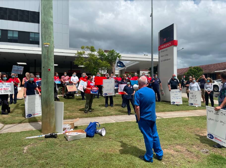 Nurses in Kempsey walked off the job today from 2-3pm. Photo: Lachlan Harper 