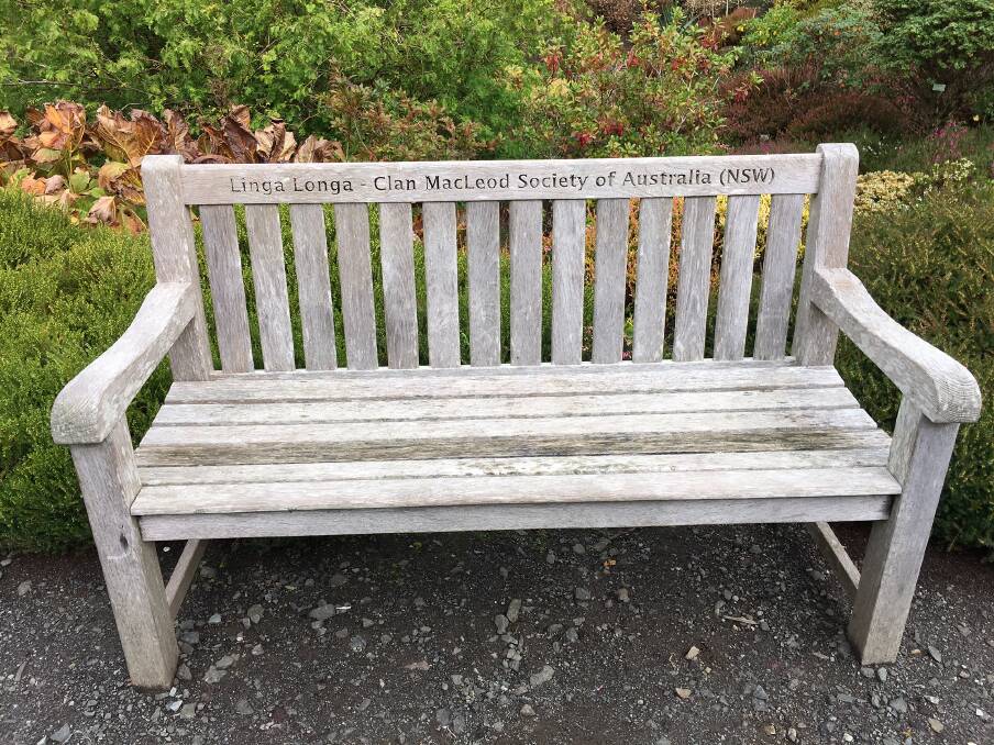 Seat at Dunvegan Castle, Isle of Skye donated by Clan McLeod Society of NSW
(Dianne Nolan). Picture supplied by the MRHS