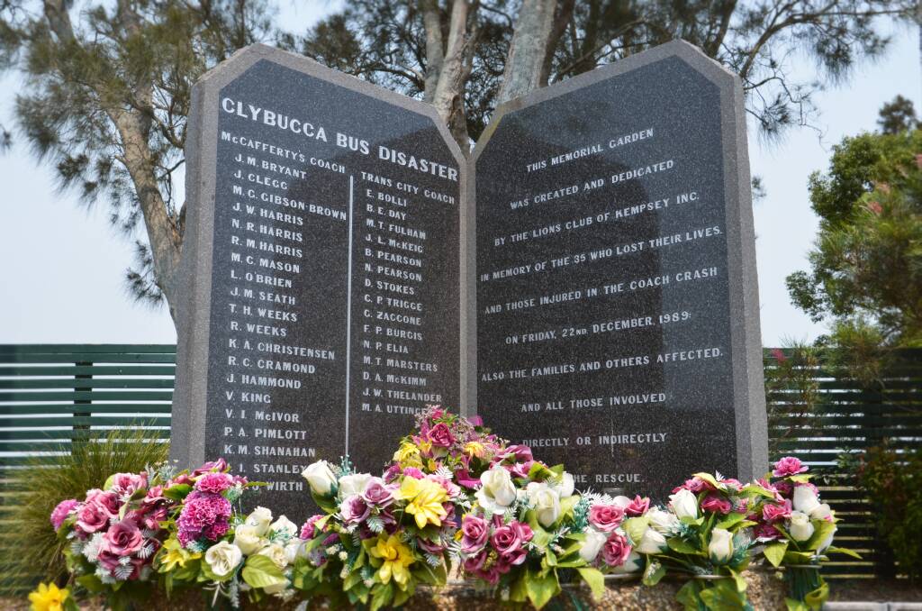 The memorial plaque for the victims of the accident at the Clybucca Memorial Garden. Photo: Ruby Pascoe