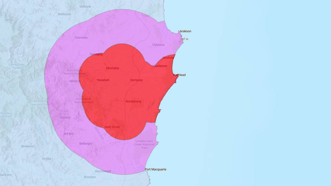 The red eradication zone and purple survelience zone on the Mid North Coast have been extended. Picture, NSW DPI
