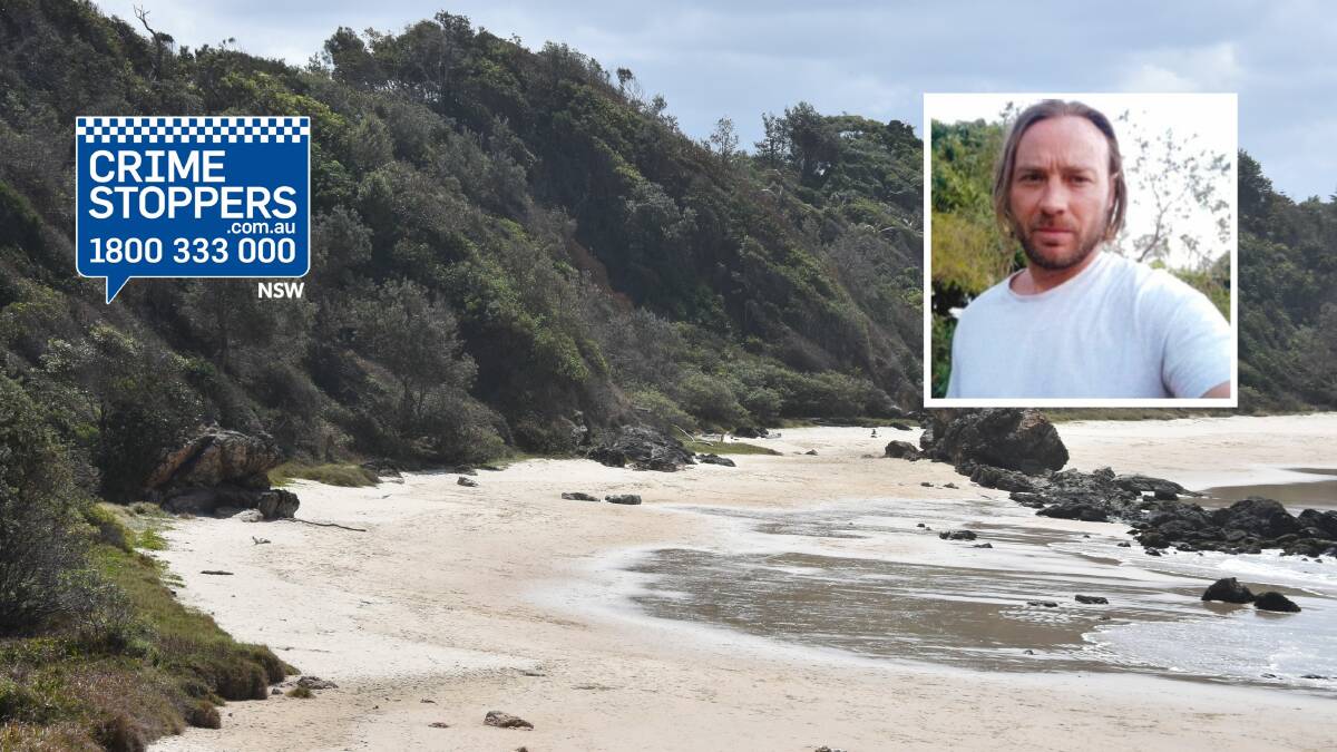 The search for missing man Kyle Geaney in Port Macquarie is continuing. Picture by Ruby Pascoe, insert supplied by NSW Police