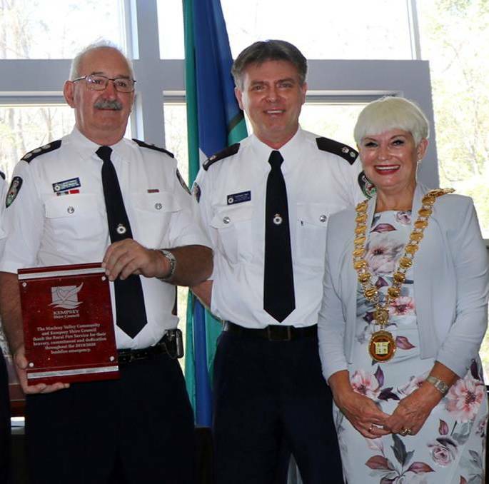 Mayor Liz Campbell with RFS Lower North Coast Superintendent Lachlann Ison on Australia Day. Photo: Supplied