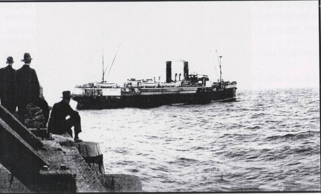 SS Wollongbar II leaving Byron Bay, thought to be the last photograph of the ship. Picture supplied by the Wauchope Historical Society