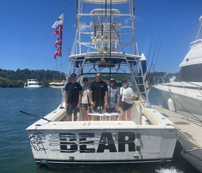 Blair Carroll, Kim Carroll, Jason Carroll, Scott Ward and Rene Harris return from fishing aboard the boat, Bear, in the Golden Lure tournament. Picture supplied