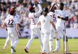 West Indies' Alzarri Joseph celebrates the wicket of England's Ben Duckett at the third Test. Photo: AP PHOTO