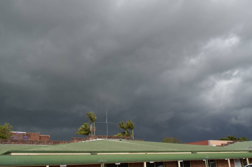 Dark clouds covered Kempsey this afternoon.